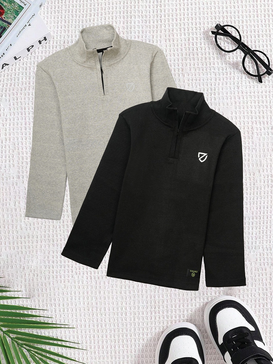 

BAESD Boys Pack Of 2 High Neck Sweatshirt, Black