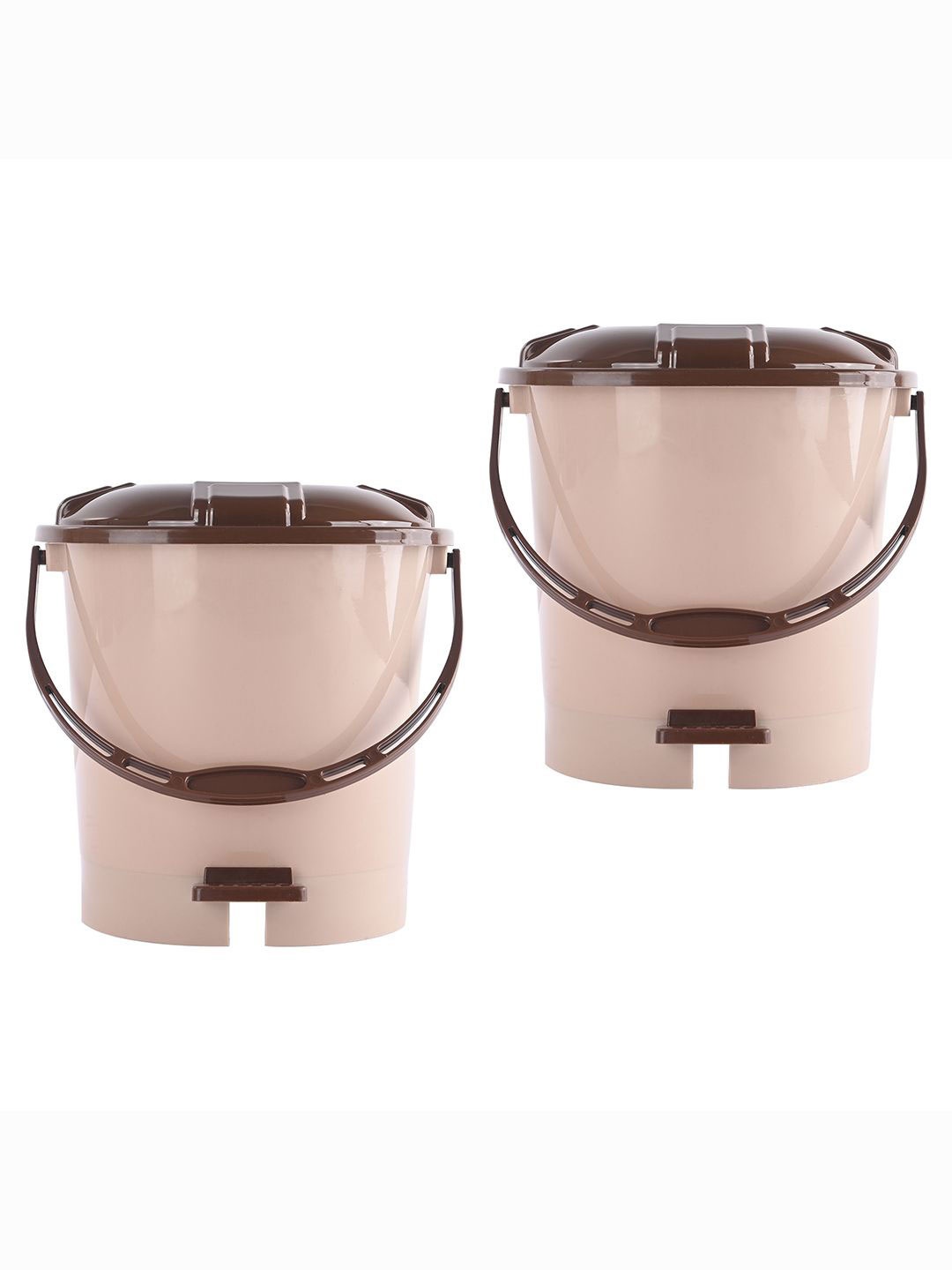 

Kuber Industries 2-Pcs Cream Colored & Brown Check Dhakkan Pedal Dustbins - 7 Ltrs