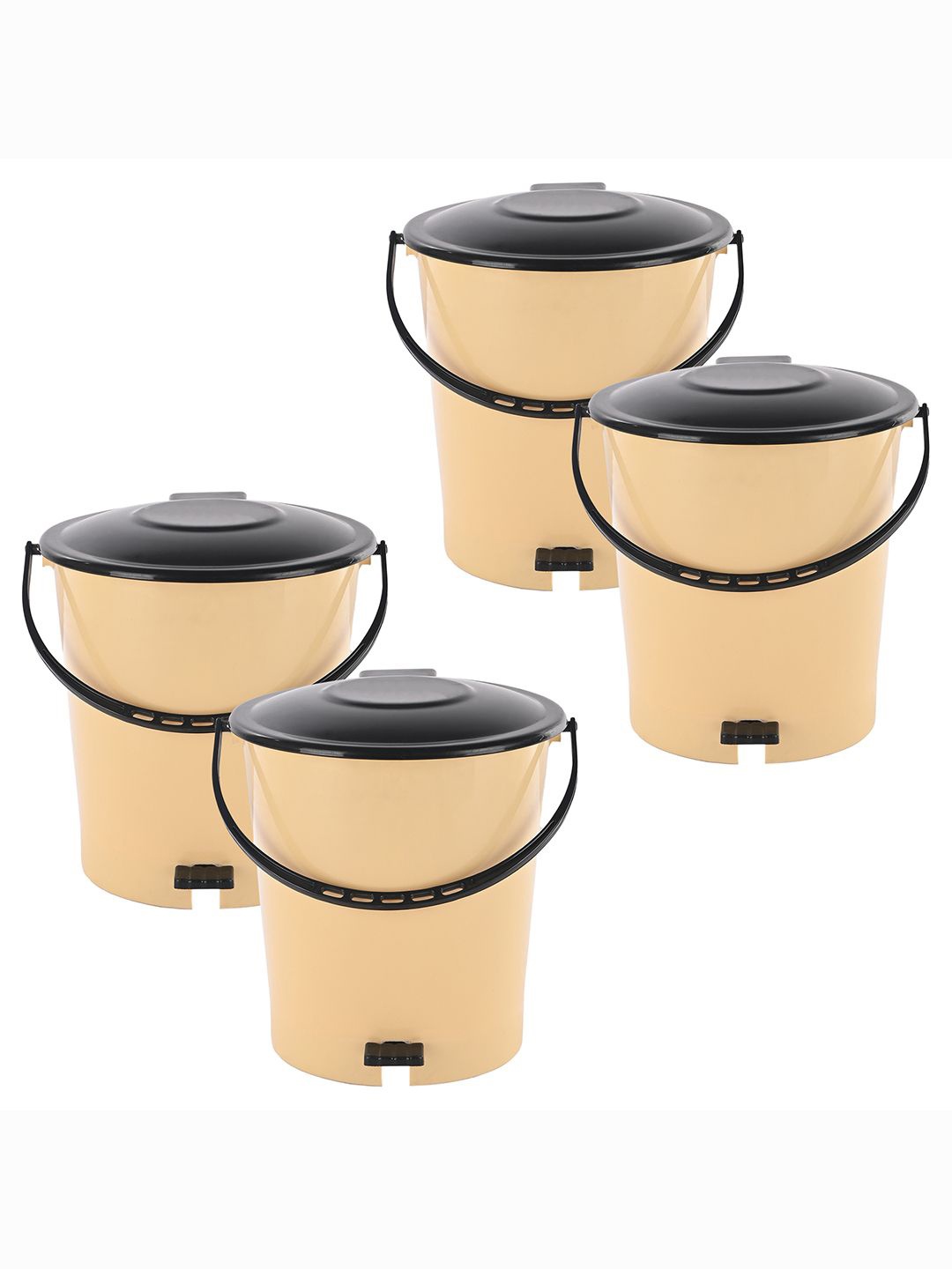 

Kuber Industries 4-Pcs Cream Colored & Black Pedal Dustbin - 7Ltrs