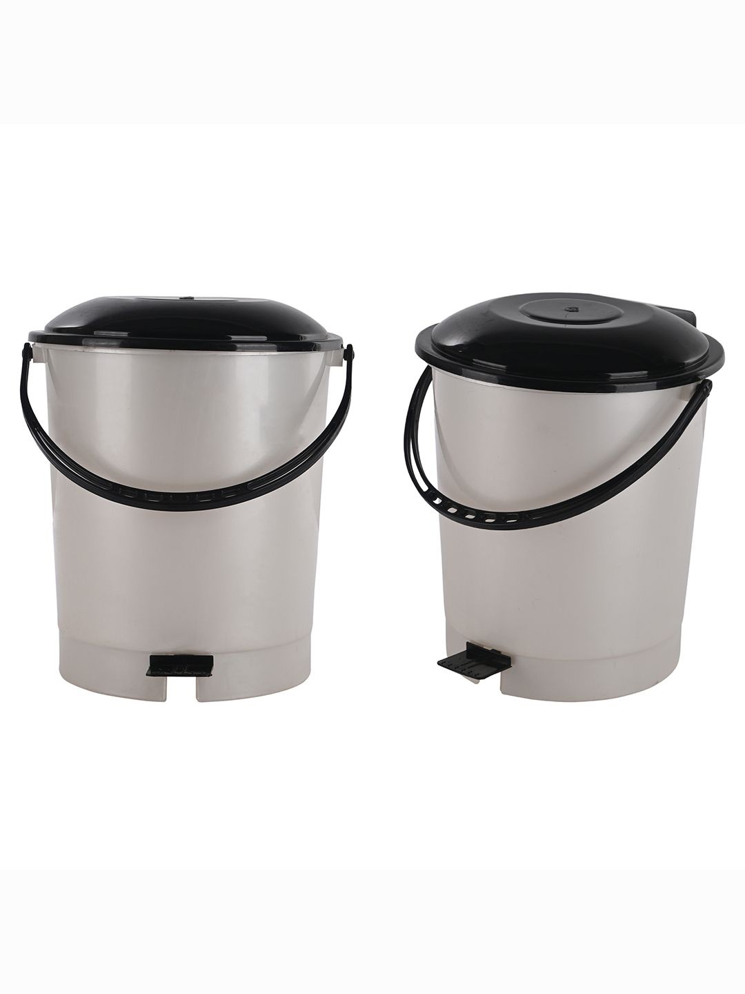 

Kuber Industries 2-Pcs White & Black Check Dhakkan Pedal Dustbins - 10 Ltrs