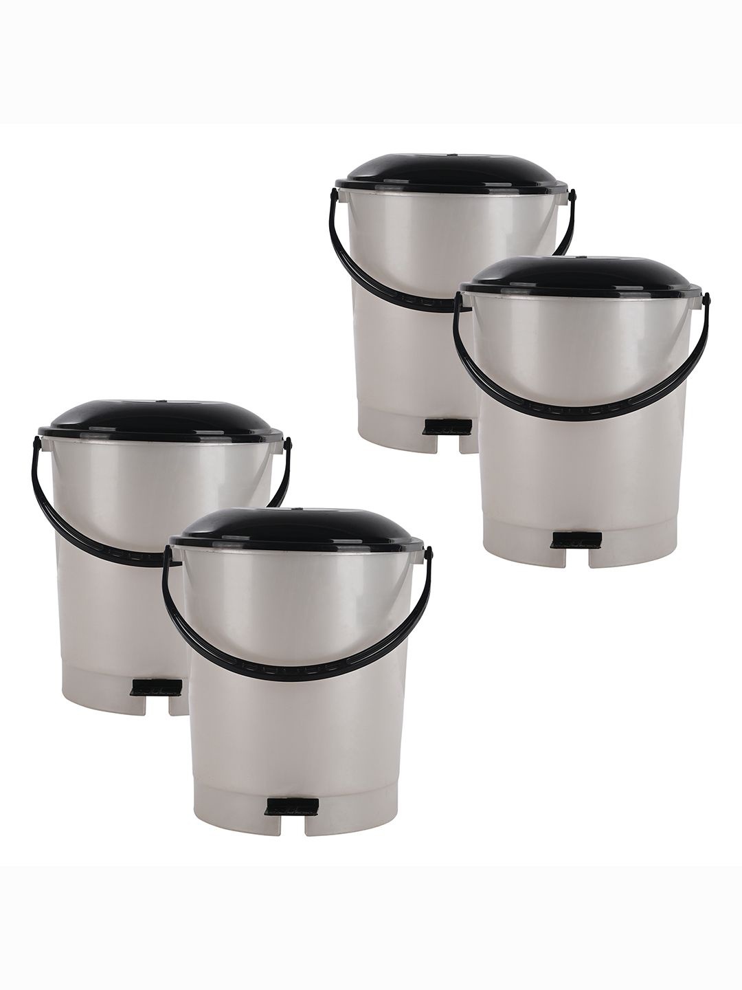 

Kuber Industries 4-Pcs White & Black Check Dhakkan Pedal Dustbins - 10 Ltrs