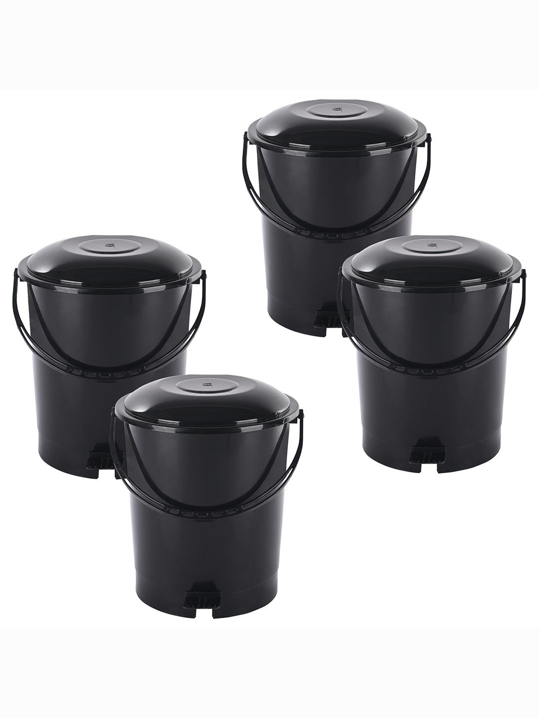 

Kuber Industries 4-Pcs Black Check Dhakkan Pedal Dustbins - 7 Ltrs