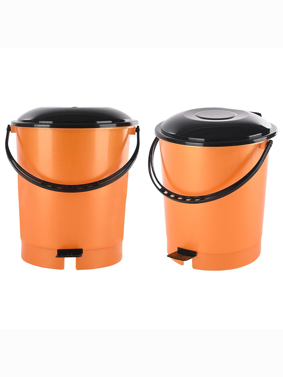 

Kuber Industries 2-Pcs Orange Colored & Black Check Dhakkan Pedal Dustbins - 7 Ltrs