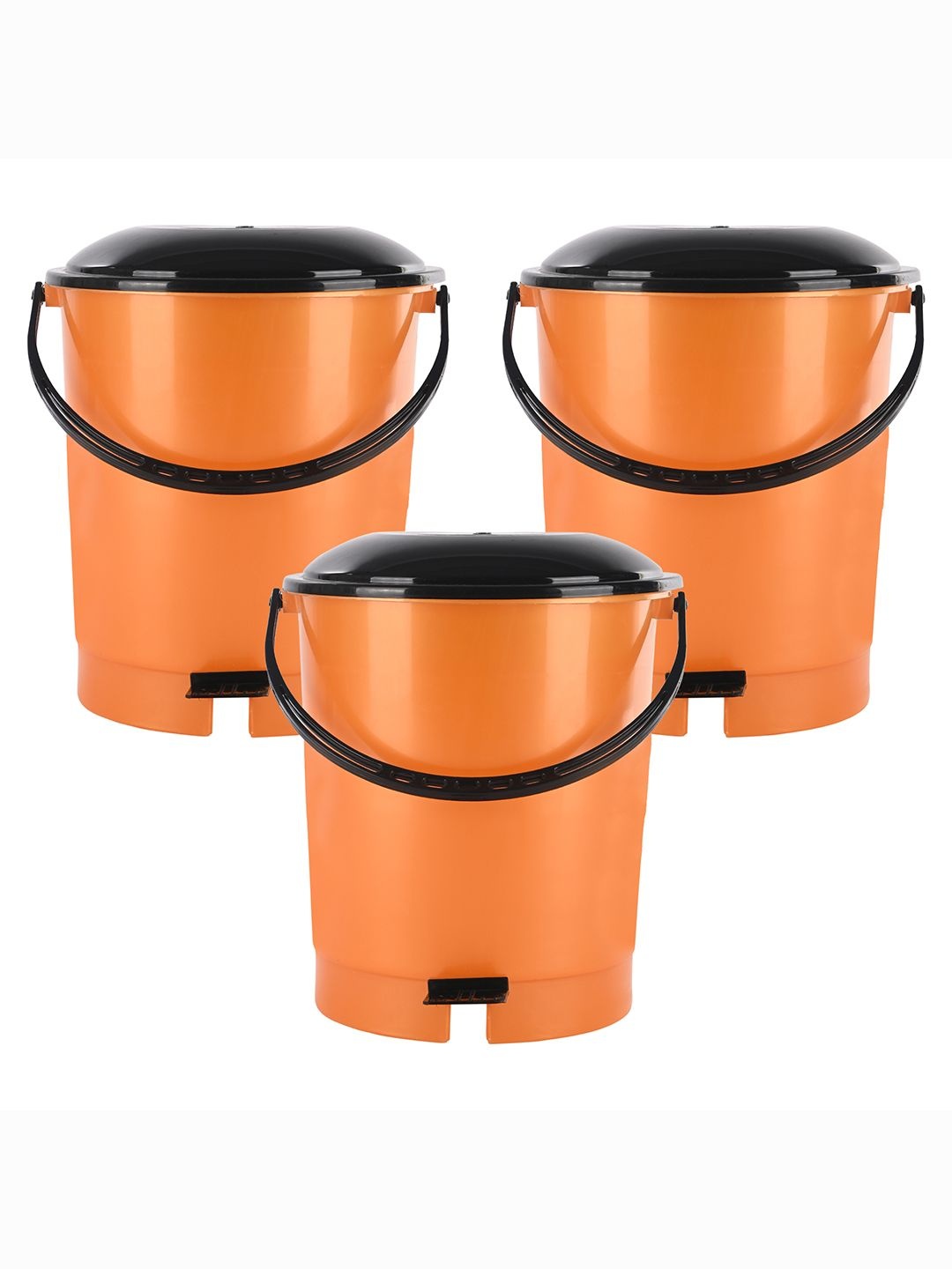 

Kuber Industries 3-Pcs Orange Colored & Black Check Dhakkan Pedal Dustbins - 10 Ltrs