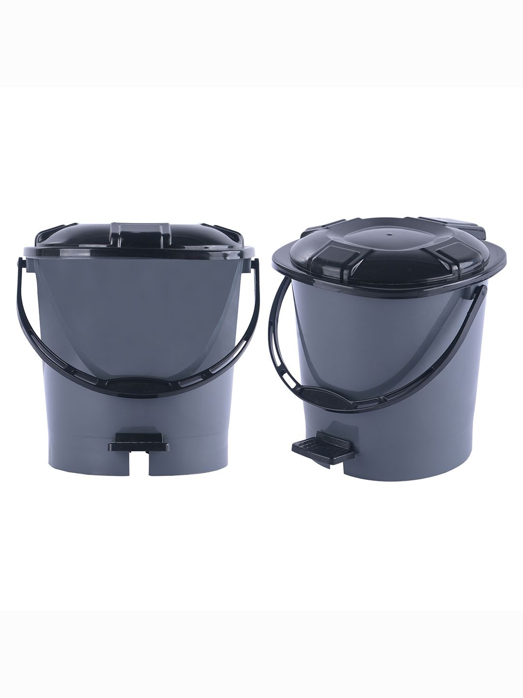 

Kuber Industries 2-Pcs Grey & Black Check Dhakkan Pedal Dustbins - 7 Ltrs