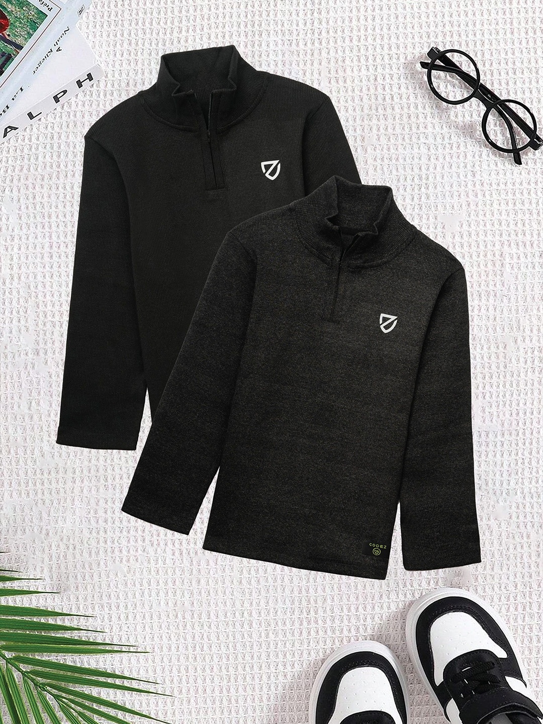 

BAESD Boys Pack Of 2 High Neck Sweatshirt, Black