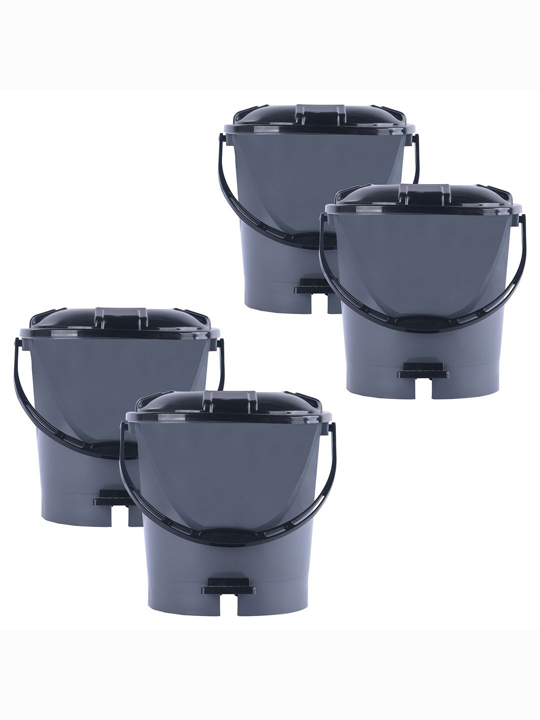 

Kuber Industries 4-Pcs Grey & Black Check Dhakkan Pedal Dustbins - 7 Ltrs