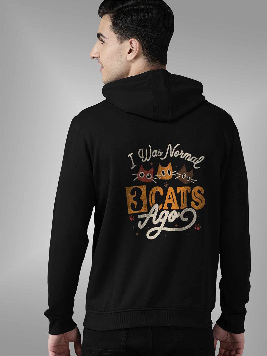 

BAESD Men Typography Hooded Sweatshirt, Black