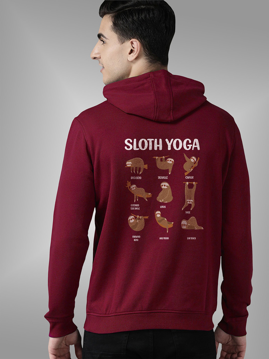 

BAESD Men Printed Hooded Sweatshirt, Maroon