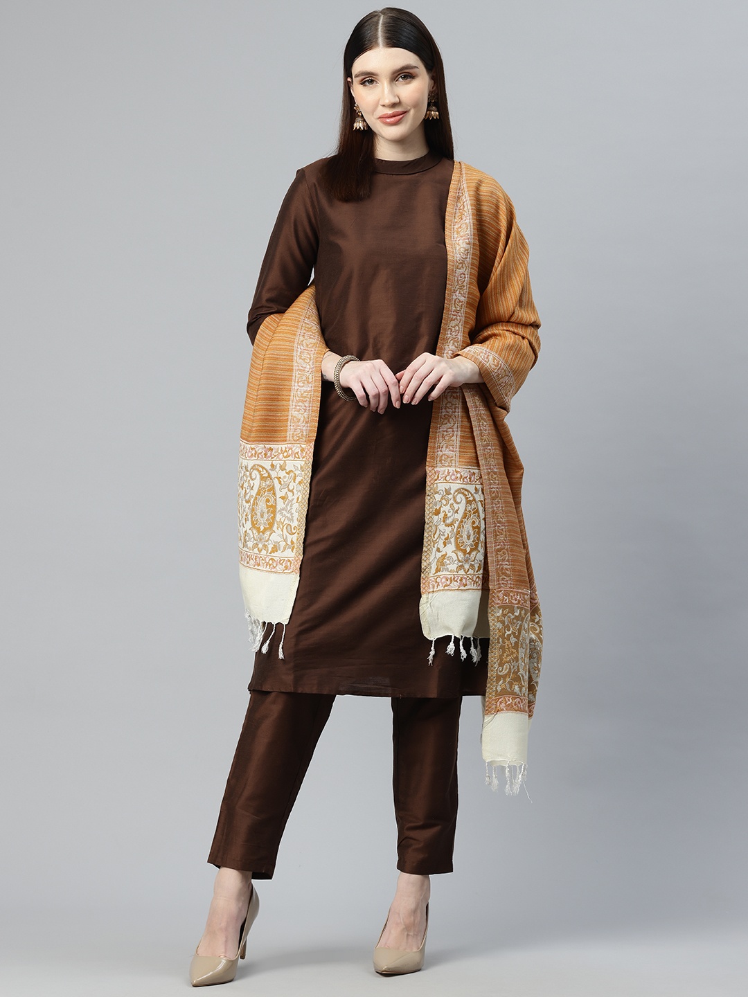 

SWI Stylish Women Paisley Woven Design Shawl, Mustard