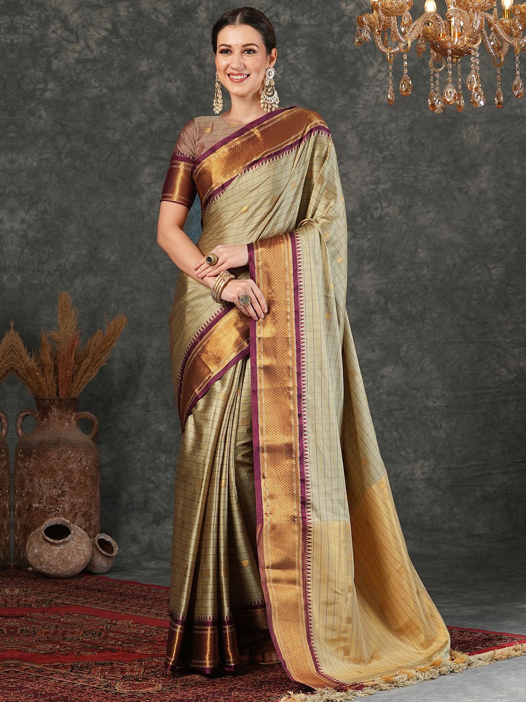 

Mitera Woven Design Banarasi Saree, Green