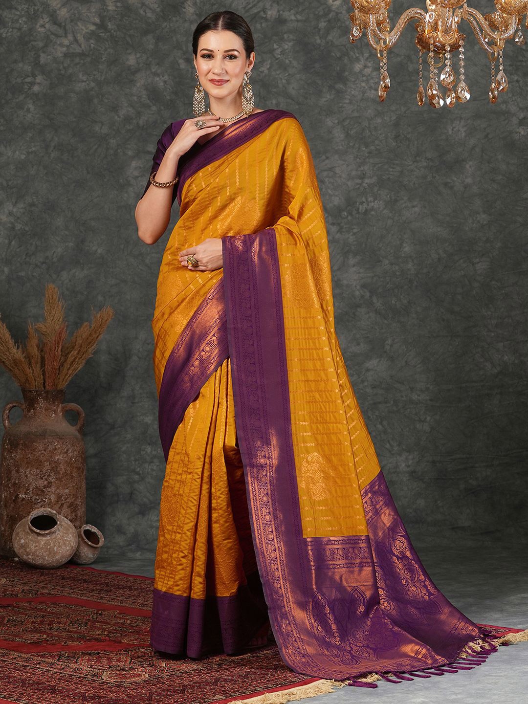 

Mitera Woven Design Banarasi Saree, Mustard