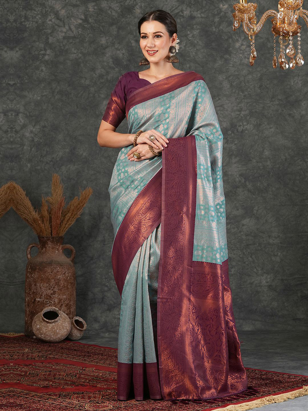 

Mitera Ethnic Motifs Woven Design Banarasi Saree, Blue
