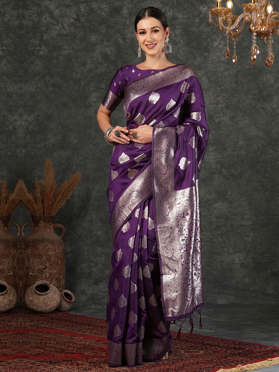 

Mitera Woven Design Banarasi Saree, Purple
