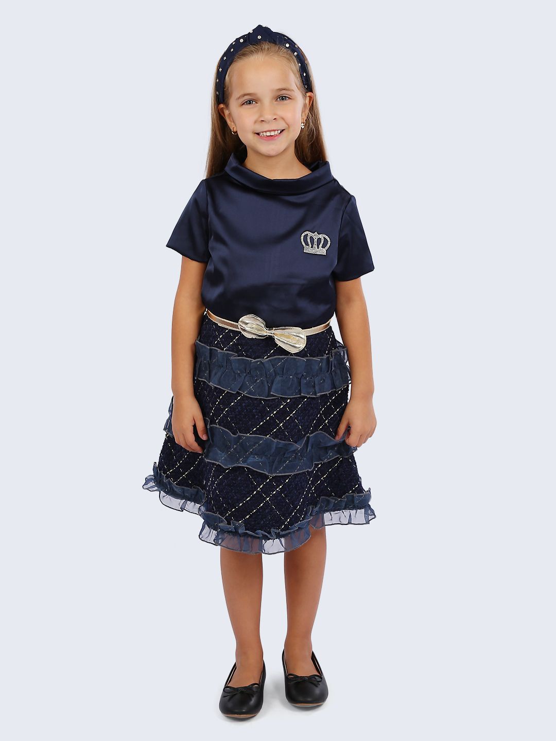 

One Friday Navy Blue Frill Dress