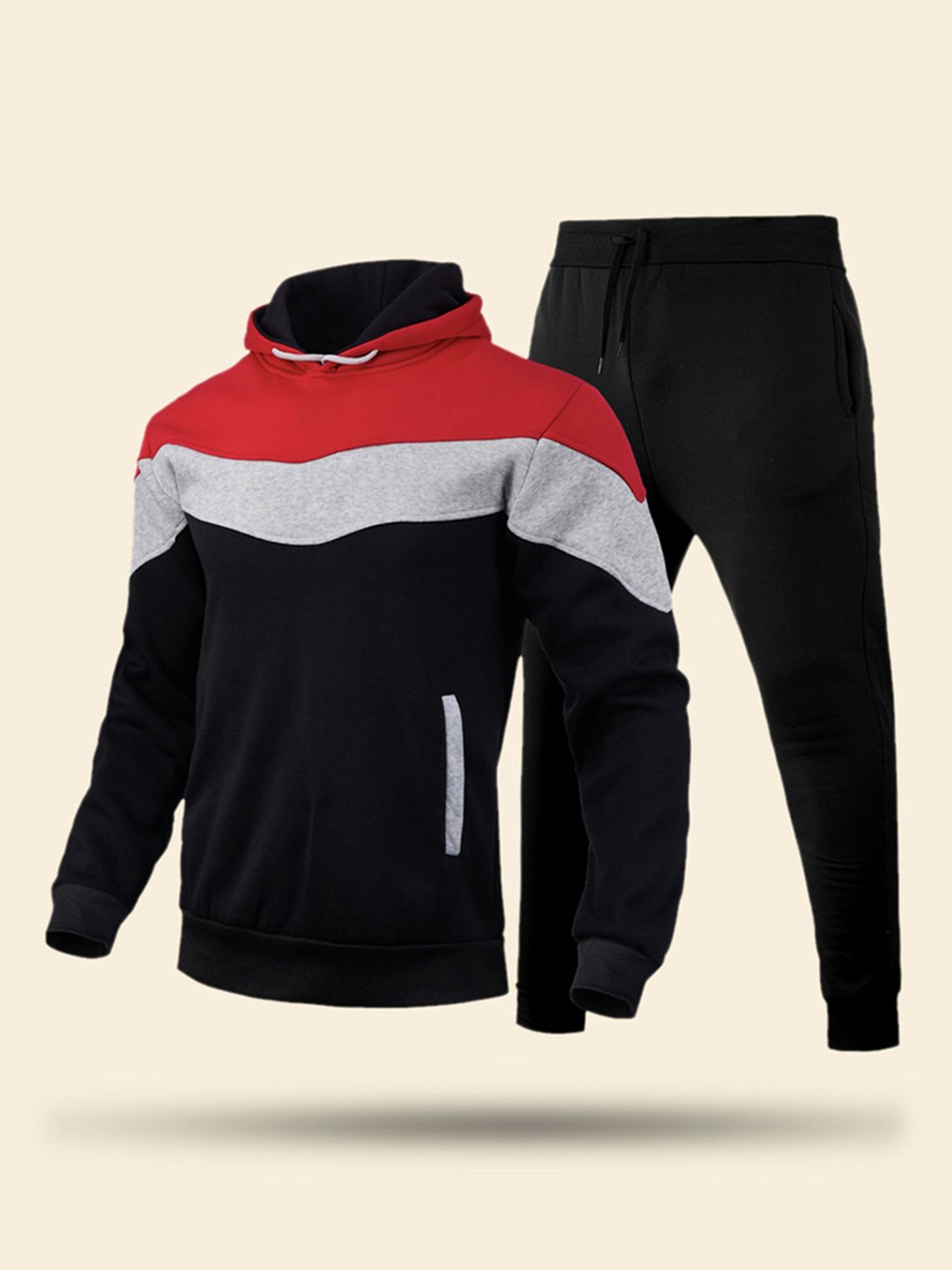 

StyleCast Colourblocked Hooded Sweatshirt With Joggers Co-Ords, Black