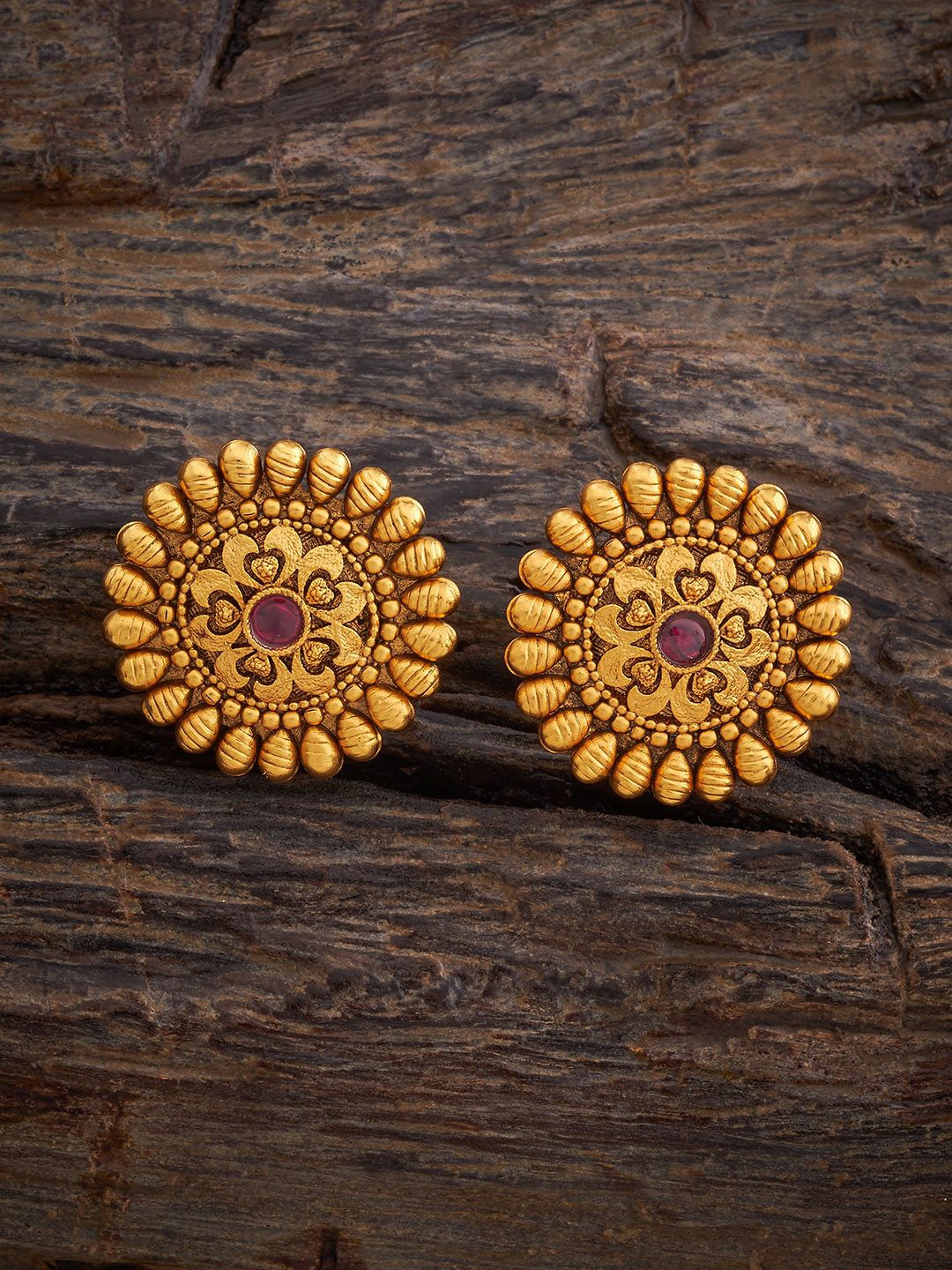 

Kushal's Fashion Jewellery Contemporary Studs Earrings, Red