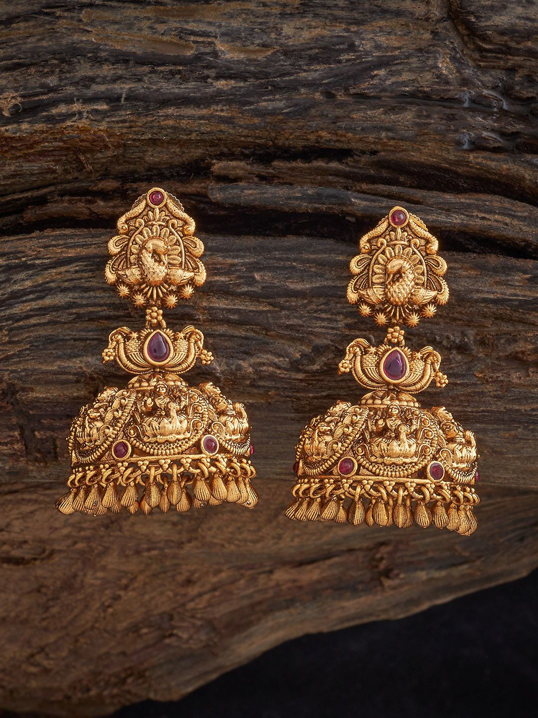 

Kushal's Fashion Jewellery Dome Shaped Jhumkas Earrings, Red
