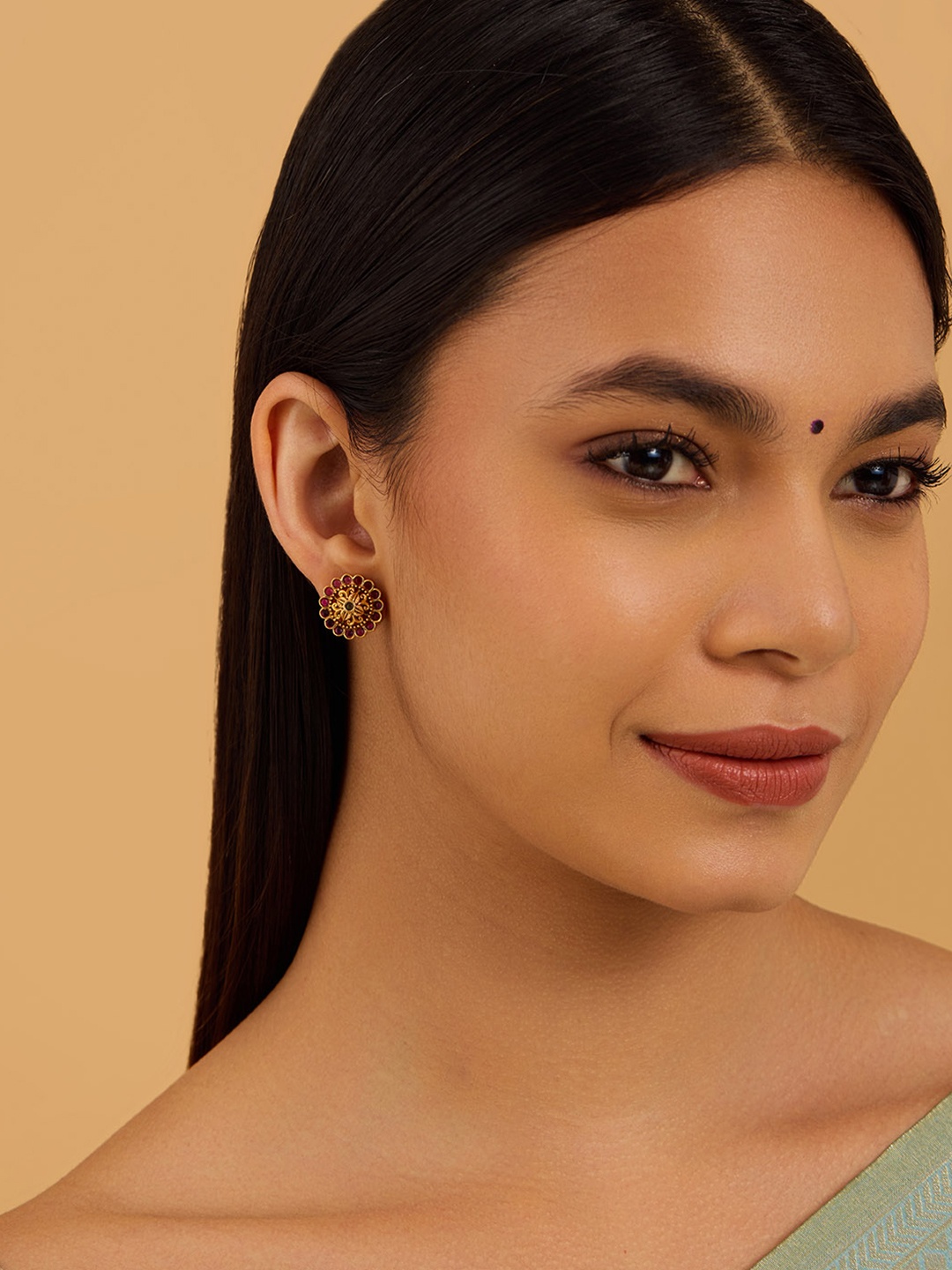 

Kushal's Fashion Jewellery Contemporary Studs Earrings, Red