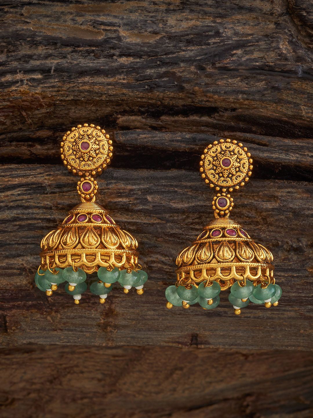 

Kushal's Fashion Jewellery Dome Shaped Jhumkas Earrings, Red