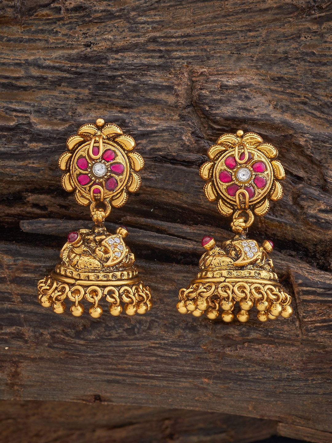 

Kushal's Fashion Jewellery Dome Shaped Jhumkas Earrings, Red