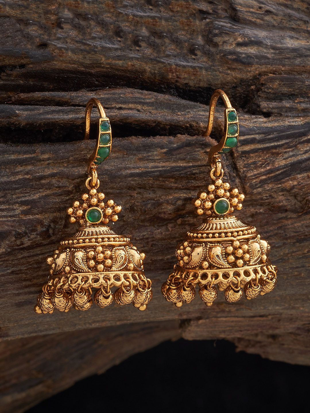 

Kushal's Fashion Jewellery Dome Shaped Jhumkas Earrings, Green