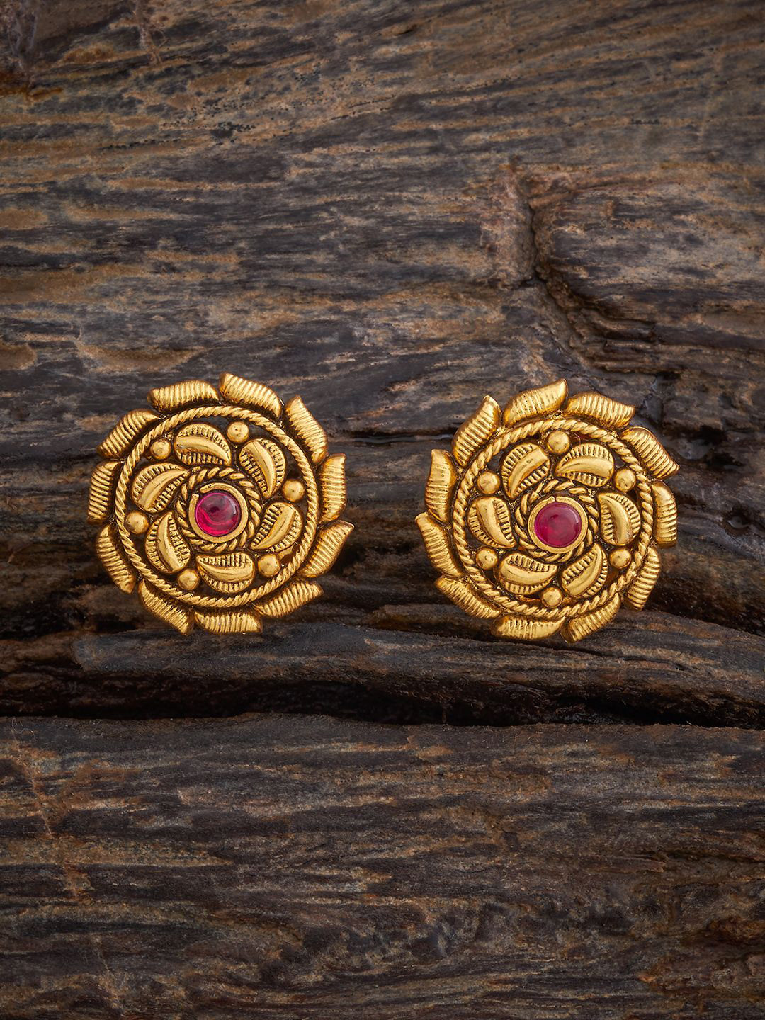 

Kushal's Fashion Jewellery Contemporary Studs Earrings, Red
