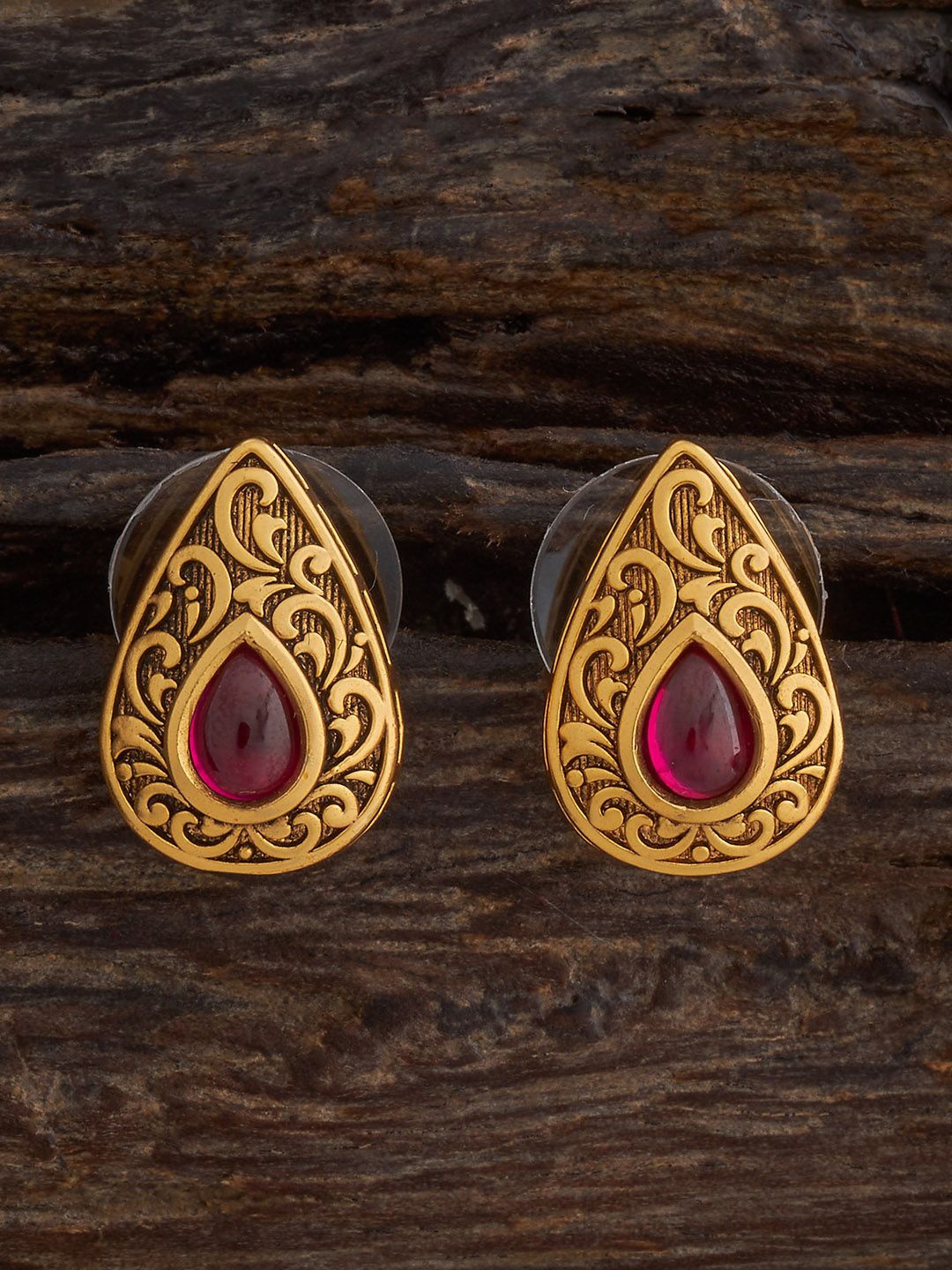 

Kushal's Fashion Jewellery Contemporary Studs Earrings, Red