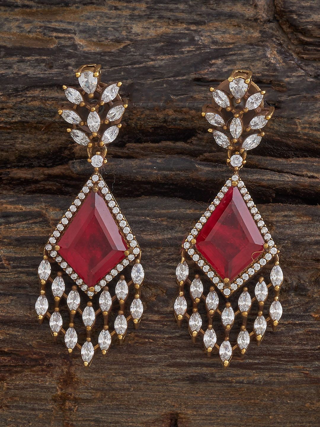 

Kushal's Fashion Jewellery Contemporary Drop Earrings, Red