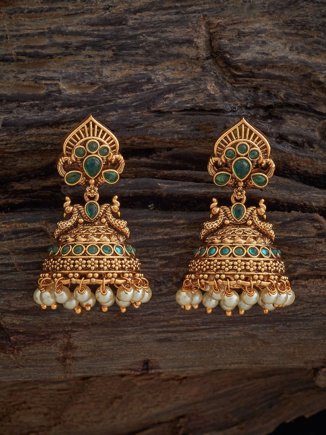 

Kushal's Fashion Jewellery Dome Shaped Jhumkas Earrings, Green