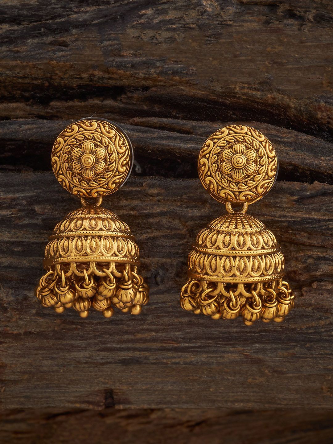 

Kushal's Fashion Jewellery Dome Shaped Jhumkas Earrings, Gold