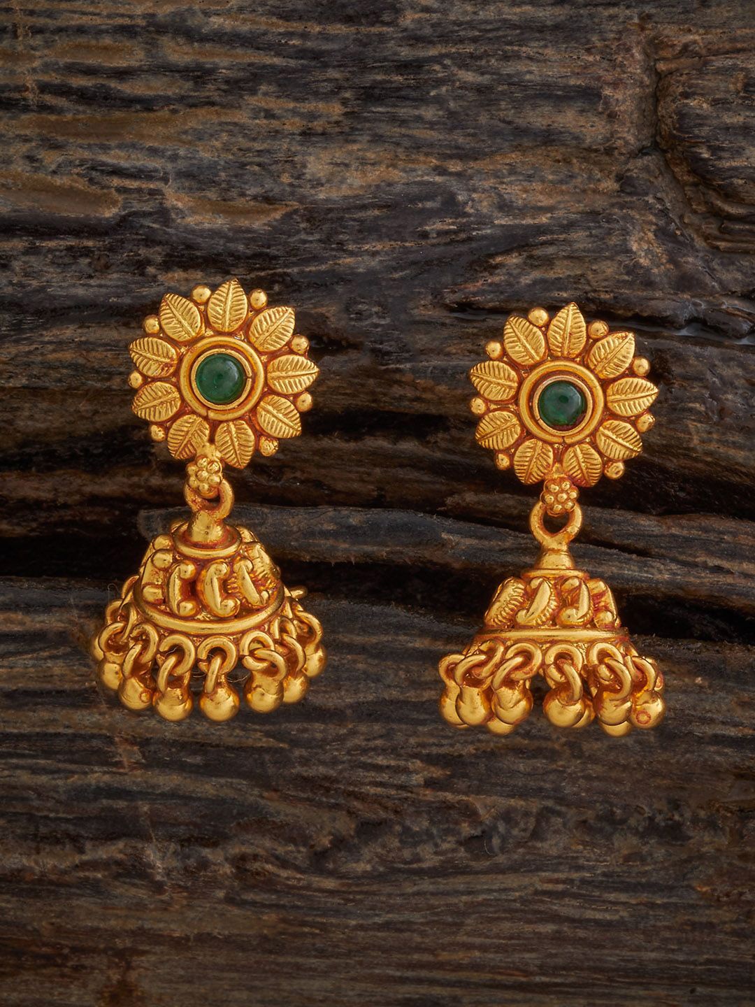 

Kushal's Fashion Jewellery Dome Shaped Jhumkas Earrings, Green