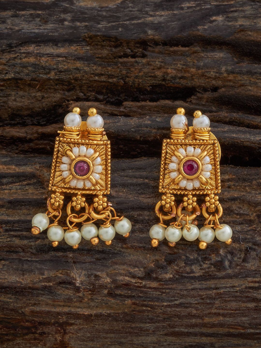 

Kushal's Fashion Jewellery Contemporary Studs Earrings, Red