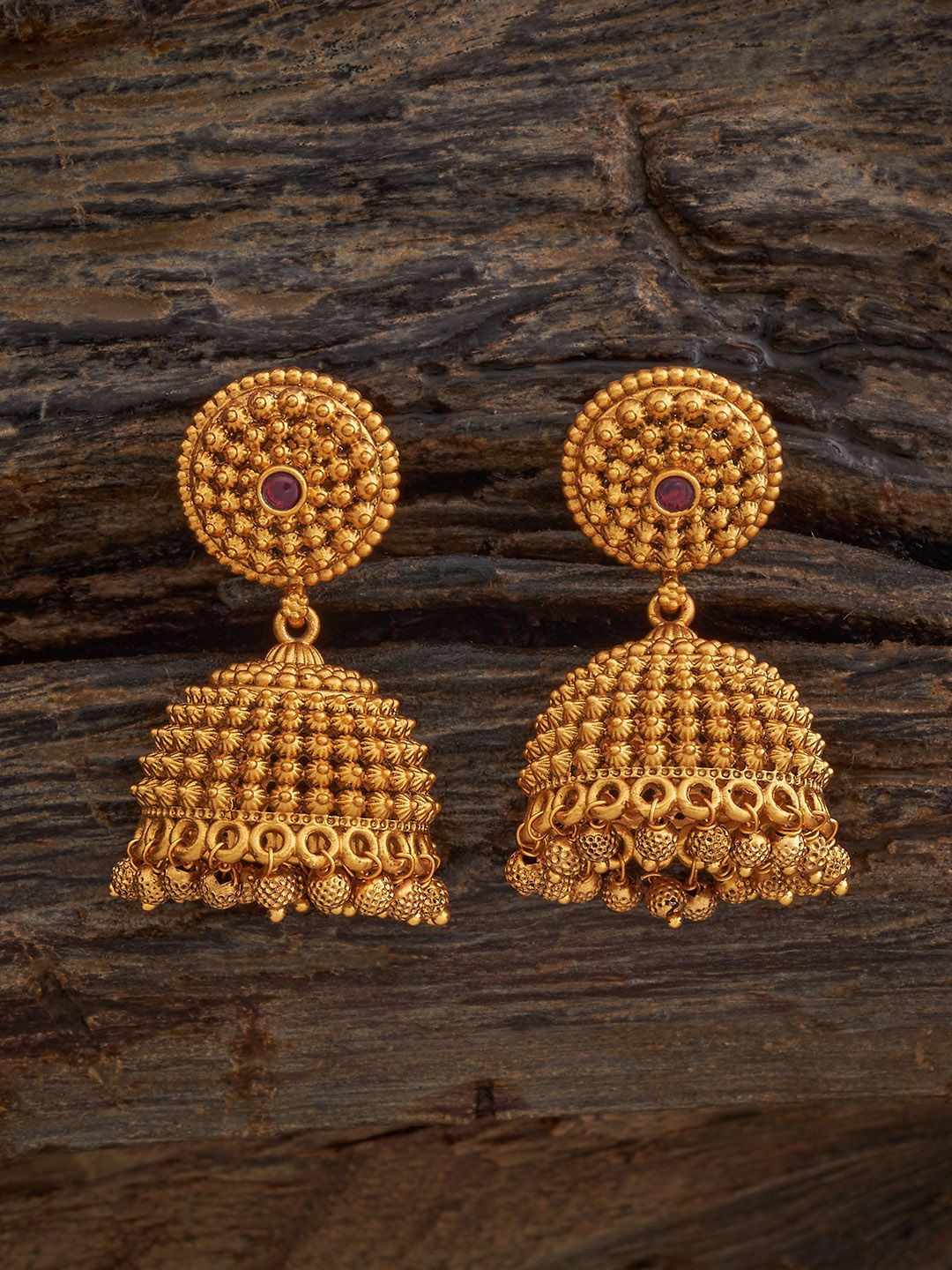 

Kushal's Fashion Jewellery Dome Shaped Jhumkas Earrings, Red