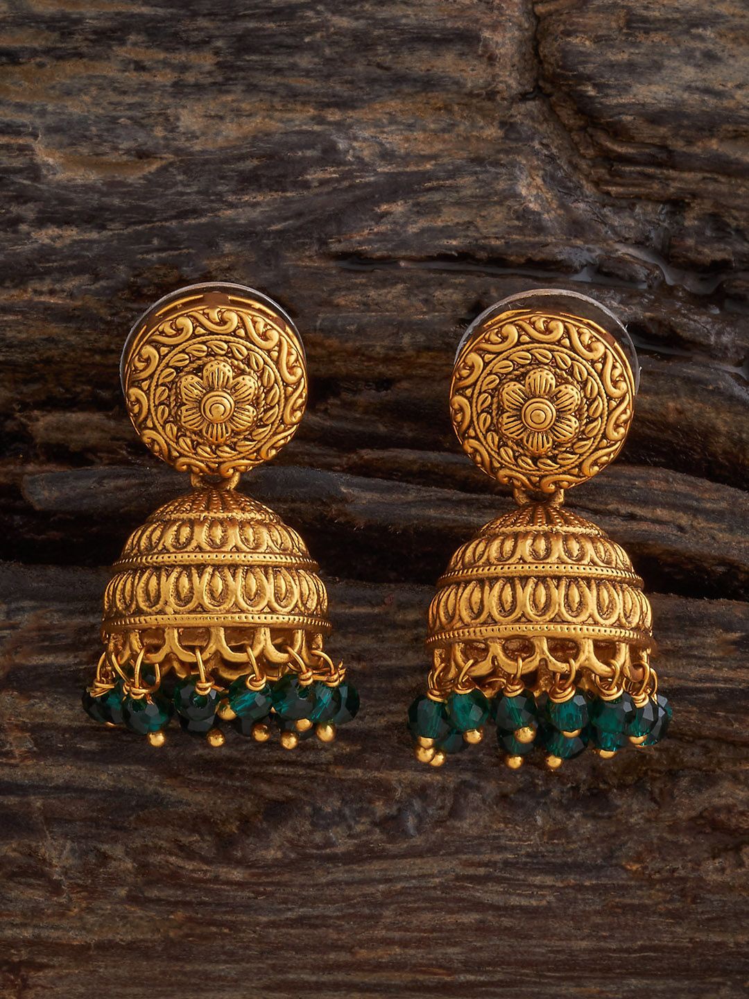 

Kushal's Fashion Jewellery Dome Shaped Jhumkas Earrings, Green