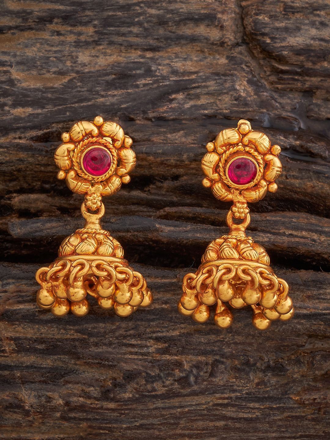 

Kushal's Fashion Jewellery Dome Shaped Jhumkas Earrings, Red