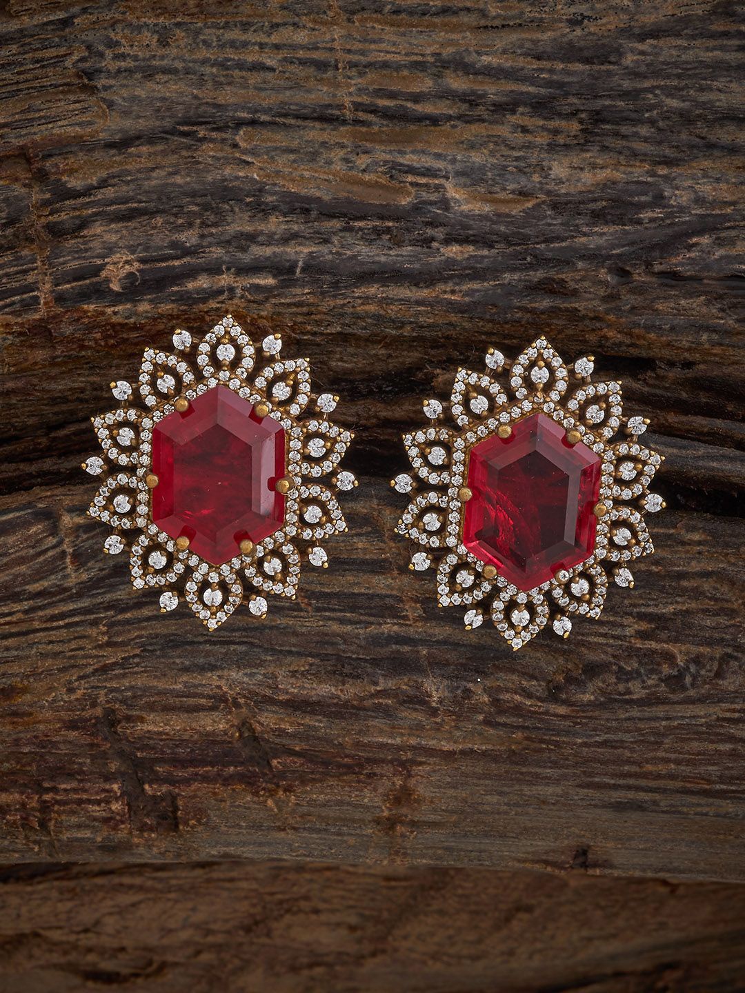 

Kushal's Fashion Jewellery Contemporary Studs Earrings, Red