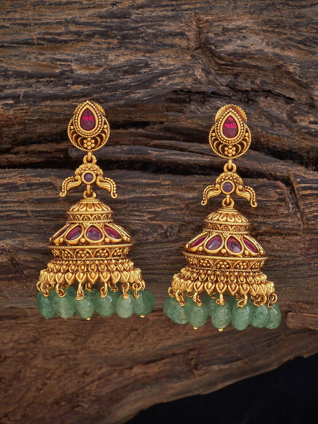 

Kushal's Fashion Jewellery Dome Shaped Jhumkas Earrings, Red