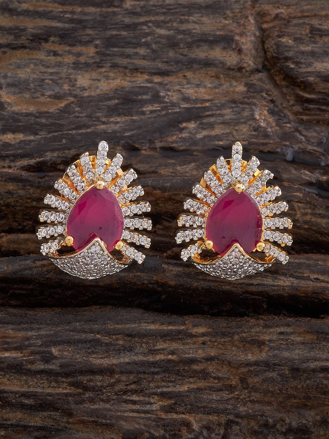 

Kushal's Fashion Jewellery Contemporary Studs Earrings, Red