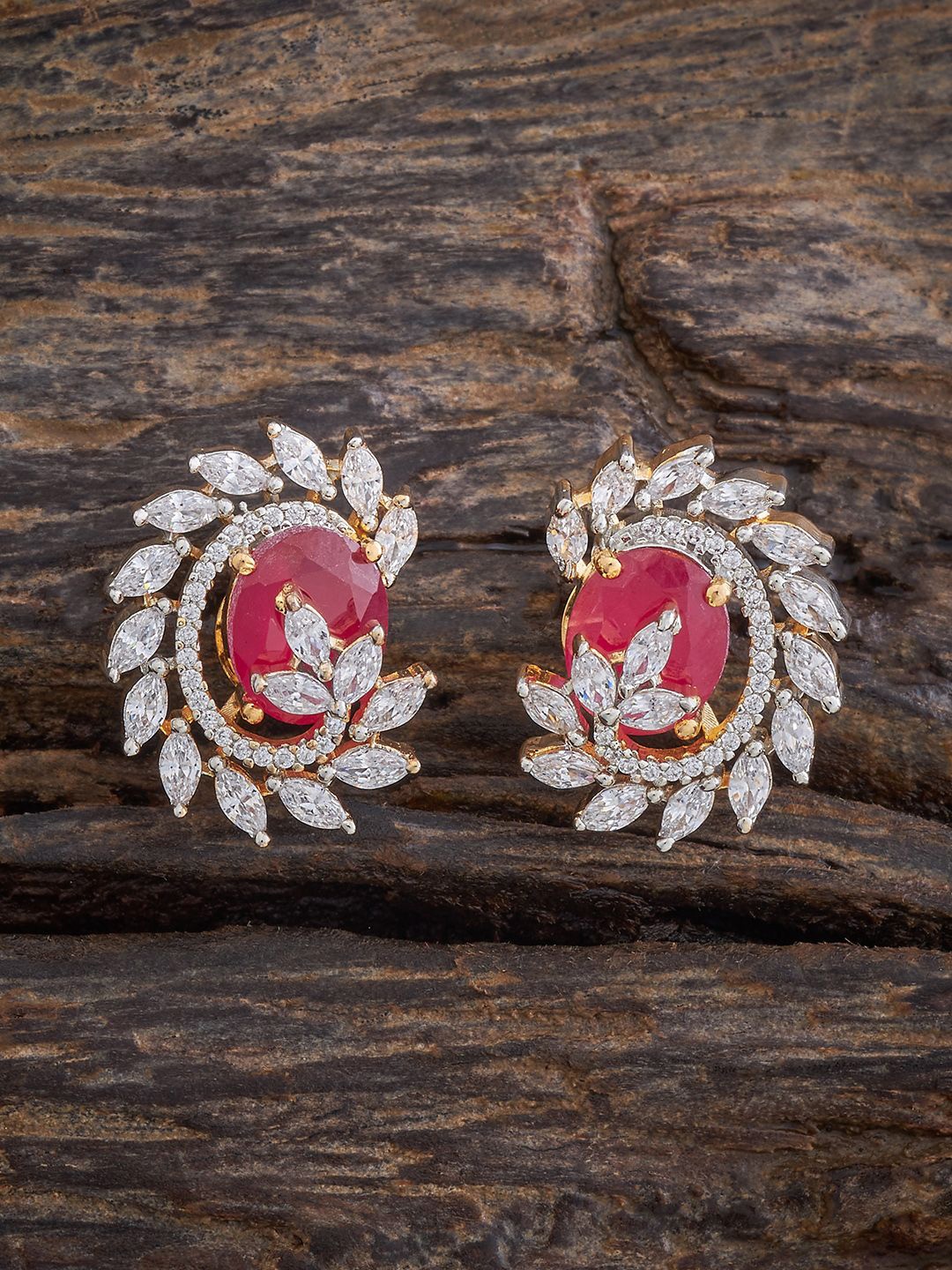 

Kushal's Fashion Jewellery Contemporary Studs Earrings, Red