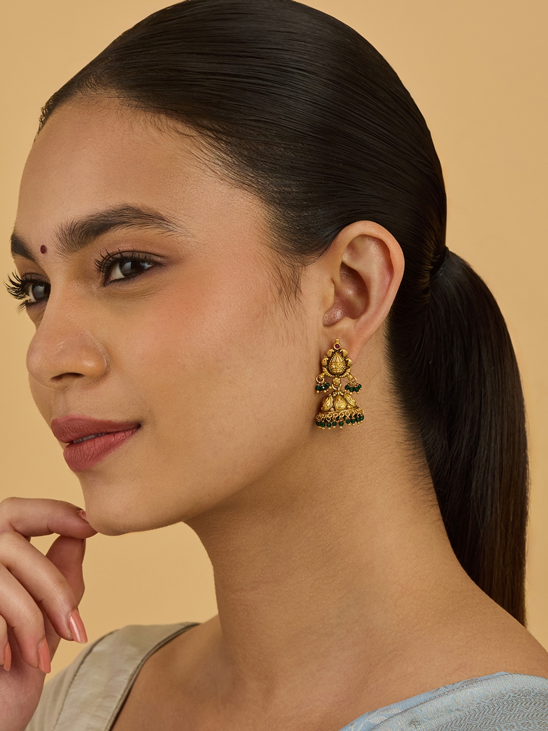 

Kushal's Fashion Jewellery Dome Shaped Jhumkas Earrings, Red
