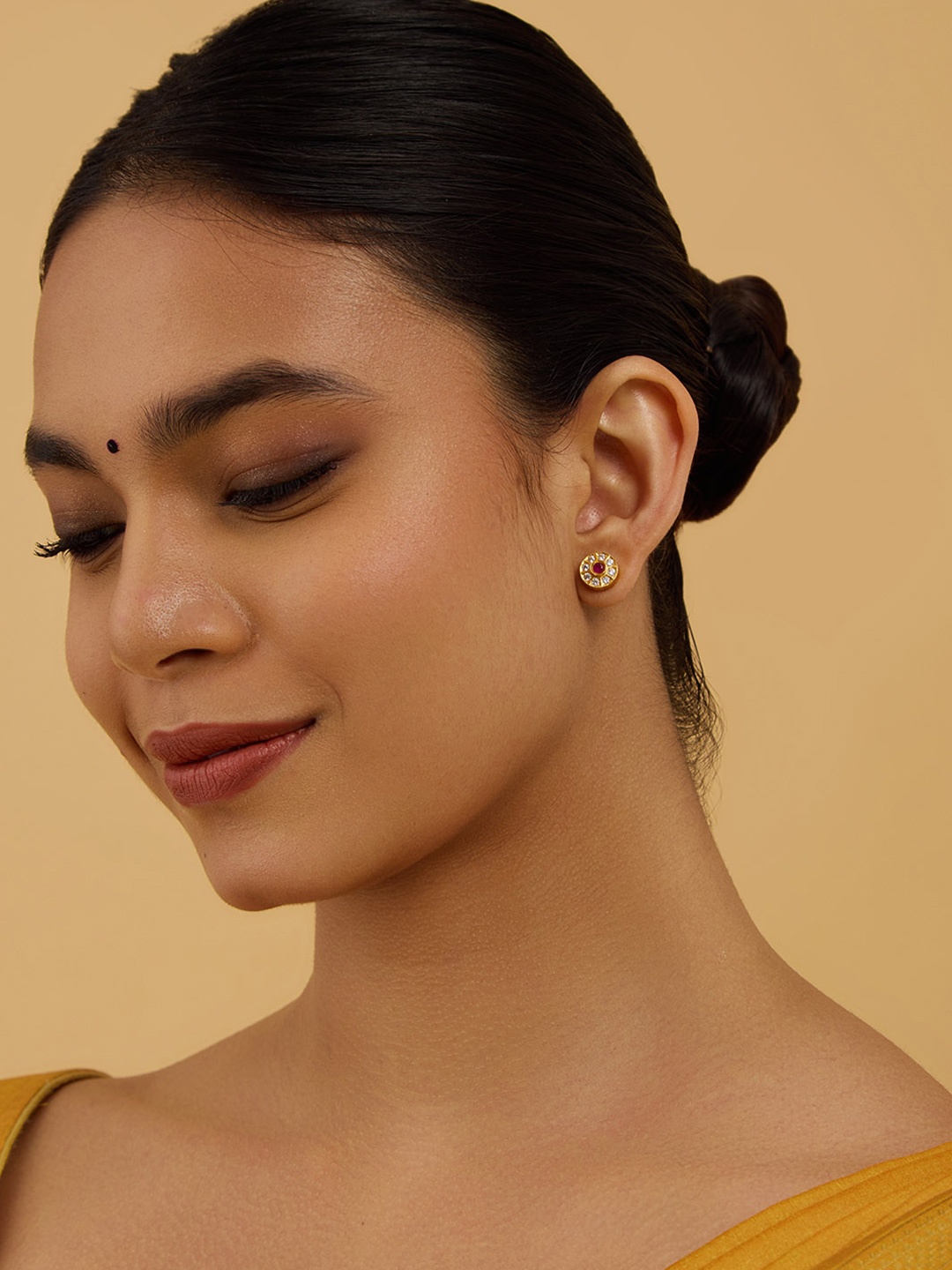 

Kushal's Fashion Jewellery Contemporary Studs Earrings, Red