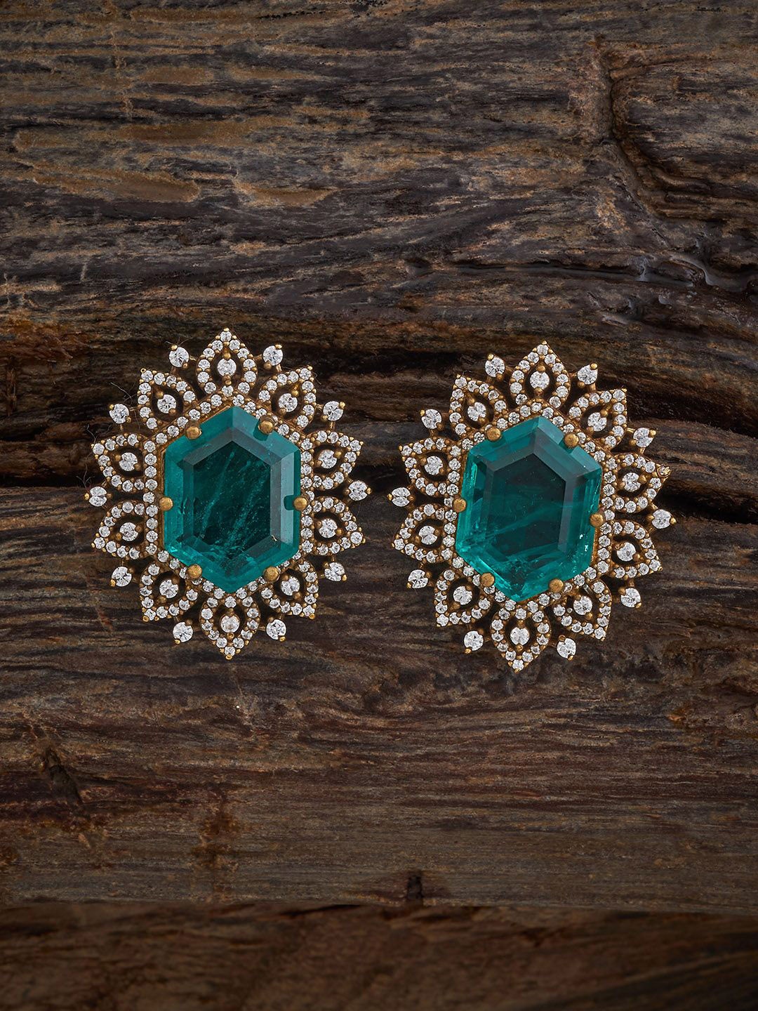 

Kushal's Fashion Jewellery Contemporary Studs Earrings, Green