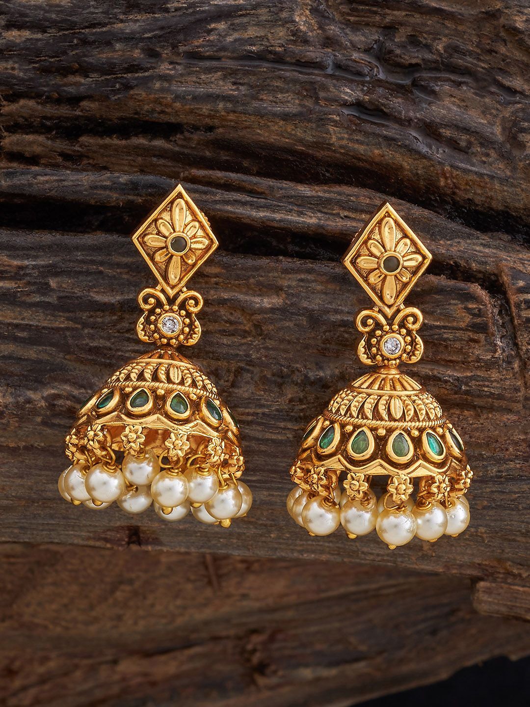 

Kushal's Fashion Jewellery Dome Shaped Jhumkas Earrings, Green