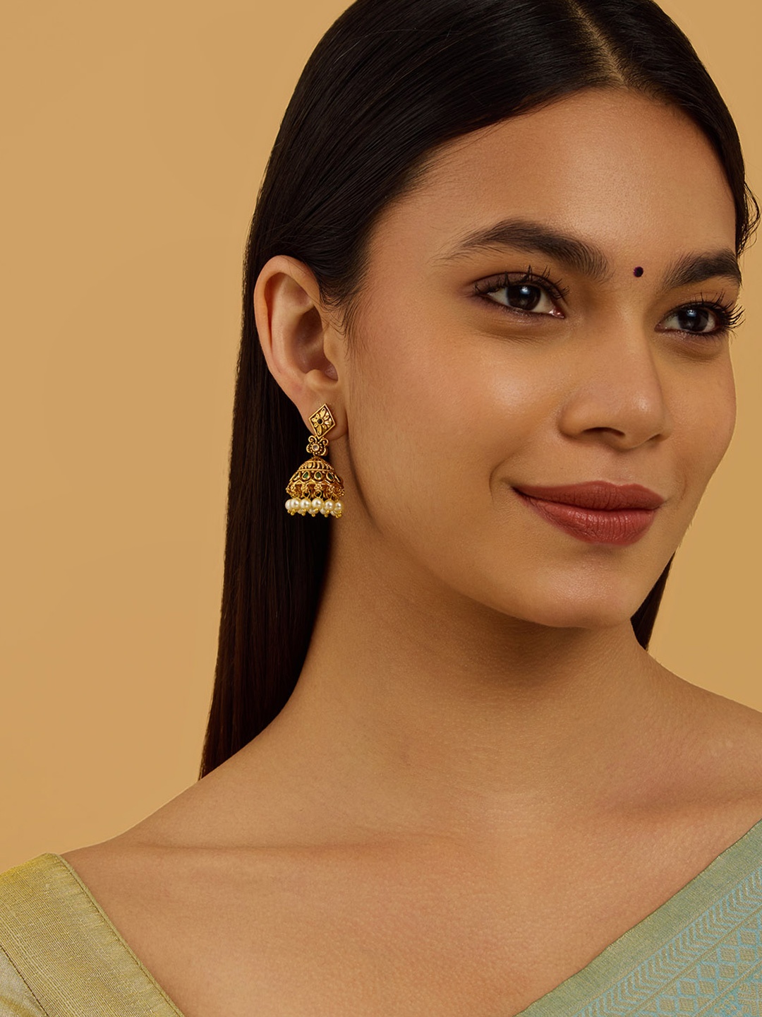 

Kushal's Fashion Jewellery Dome Shaped Jhumkas Earrings, Green