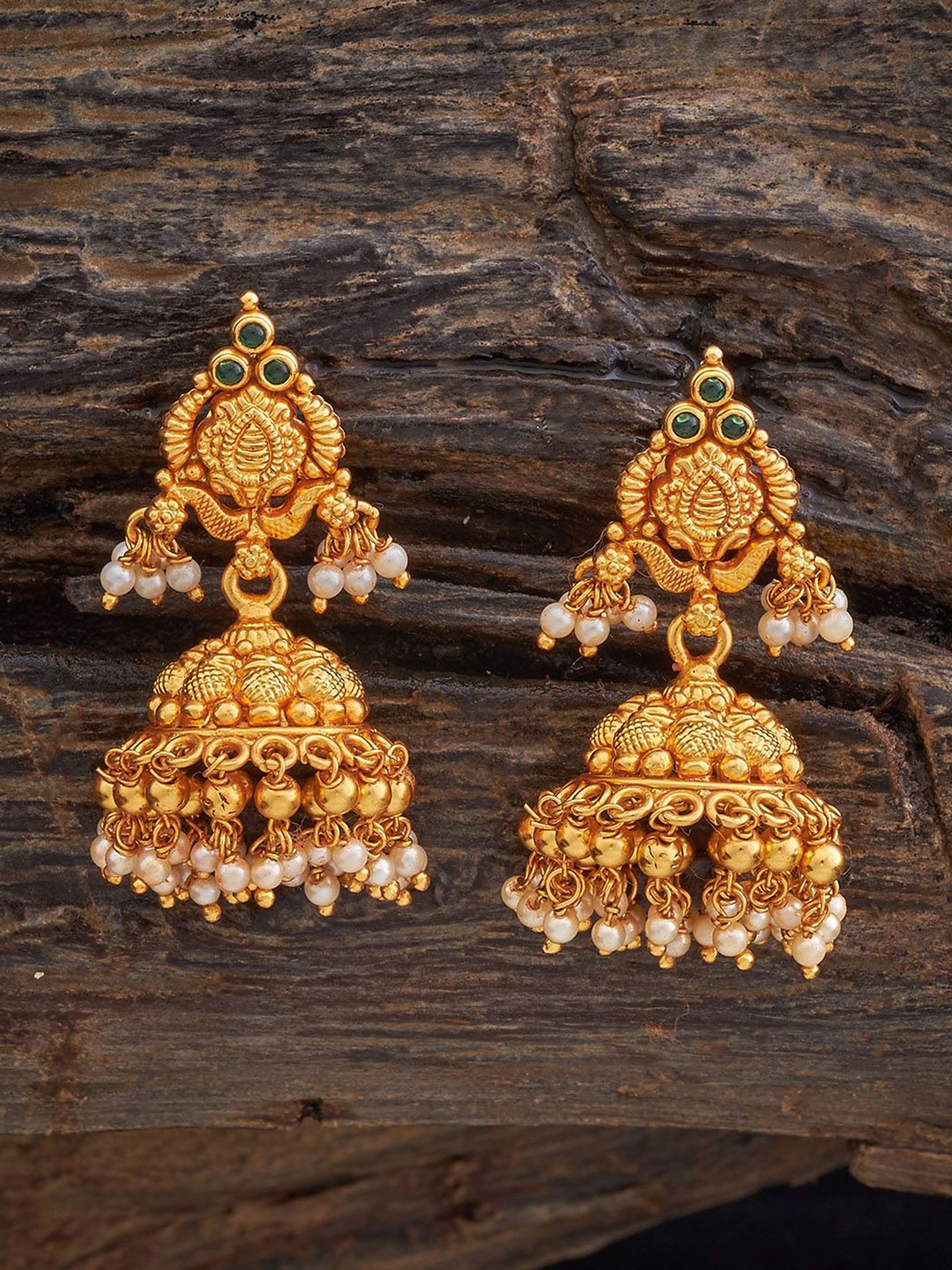 

Kushal's Fashion Jewellery Dome Shaped Jhumkas Earrings, Green