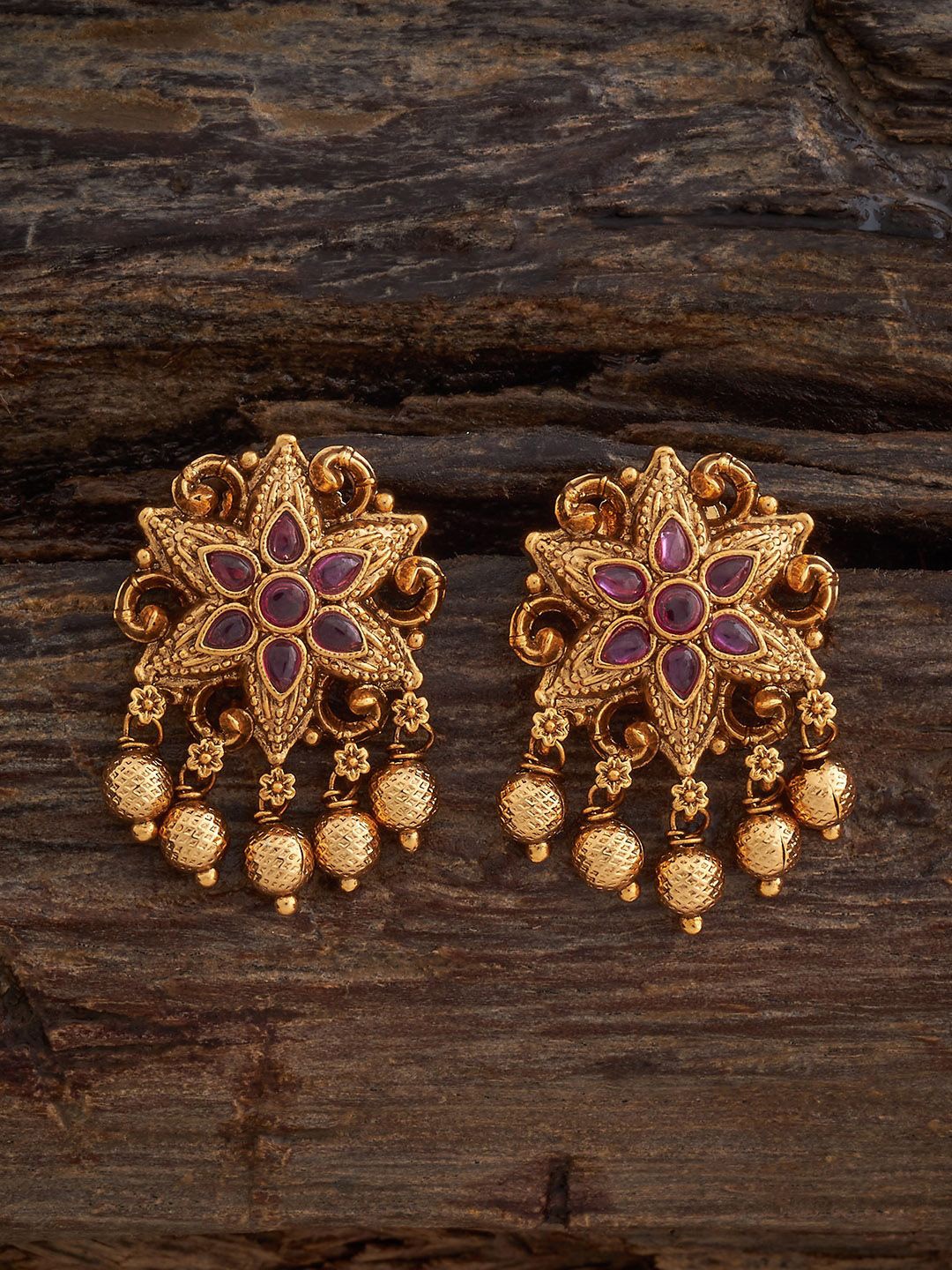 

Kushal's Fashion Jewellery Contemporary Studs Earrings, Red