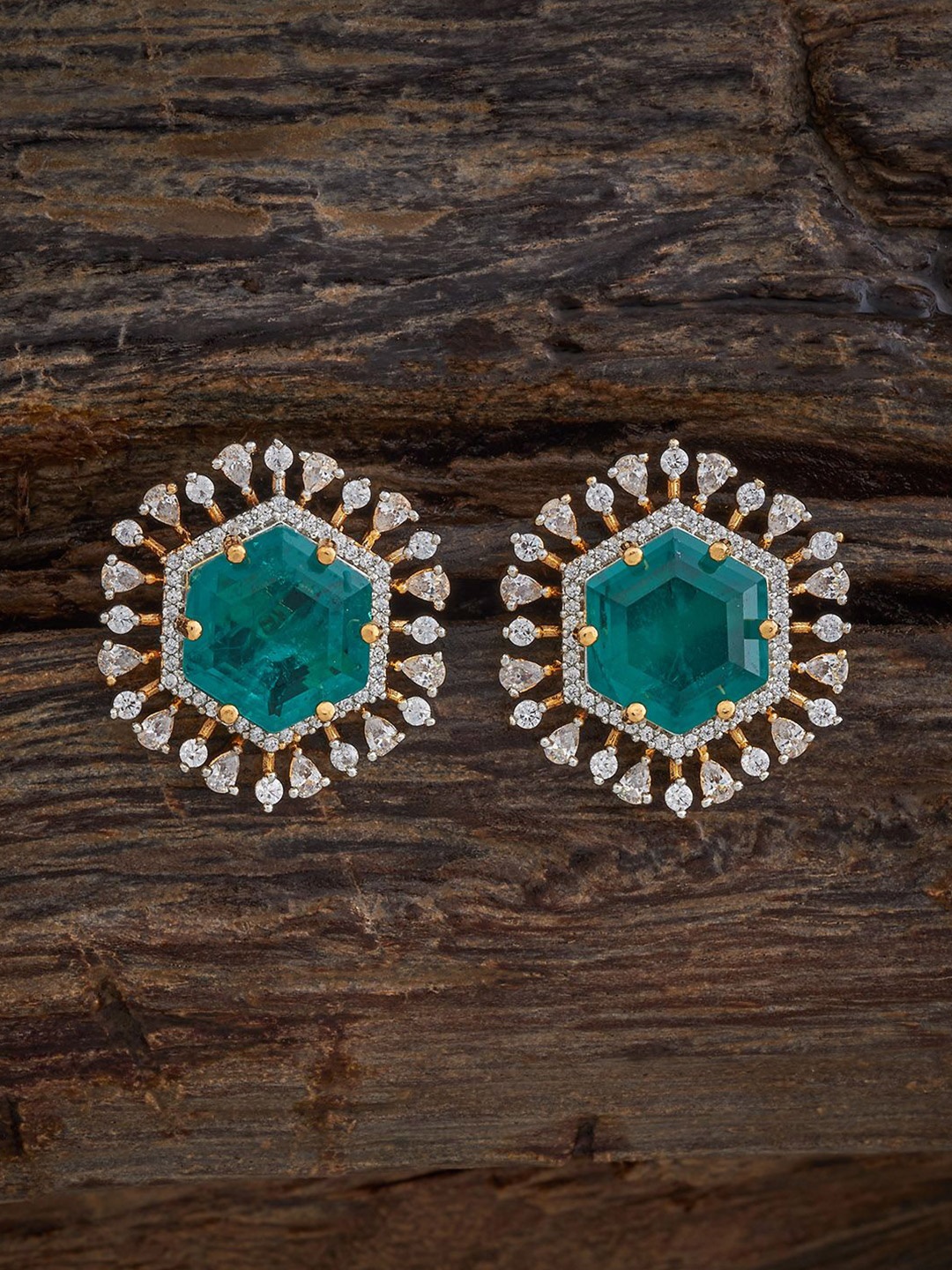 

Kushal's Fashion Jewellery Contemporary Studs Earrings, Green