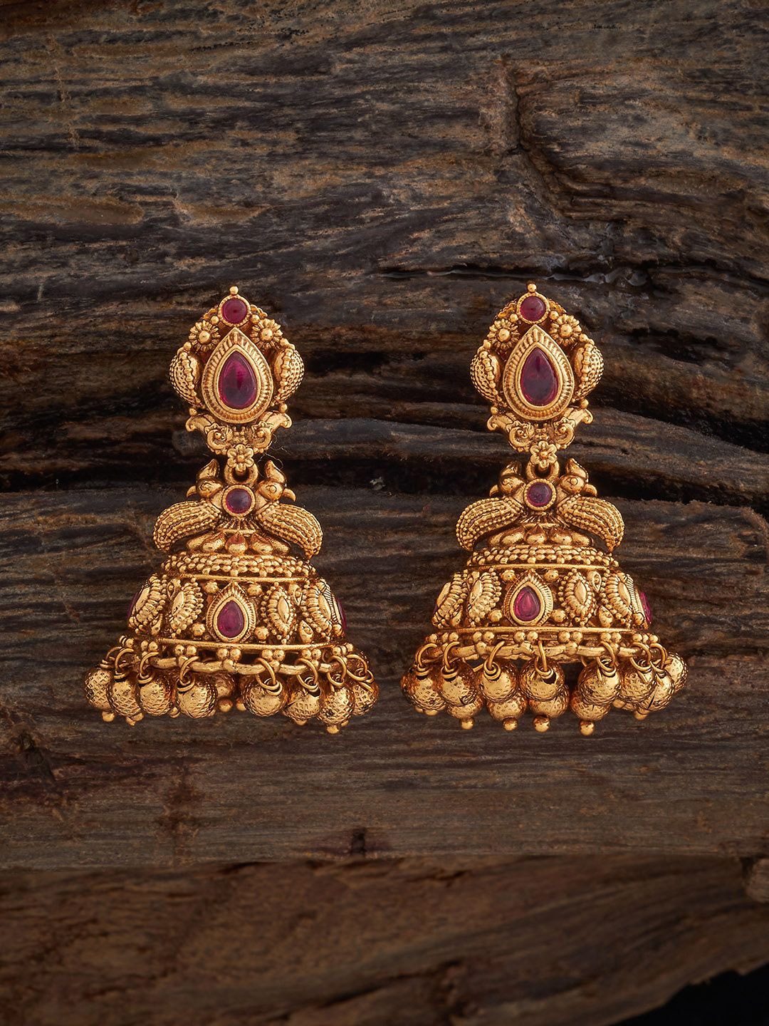 

Kushal's Fashion Jewellery Dome Shaped Jhumkas Earrings, Red