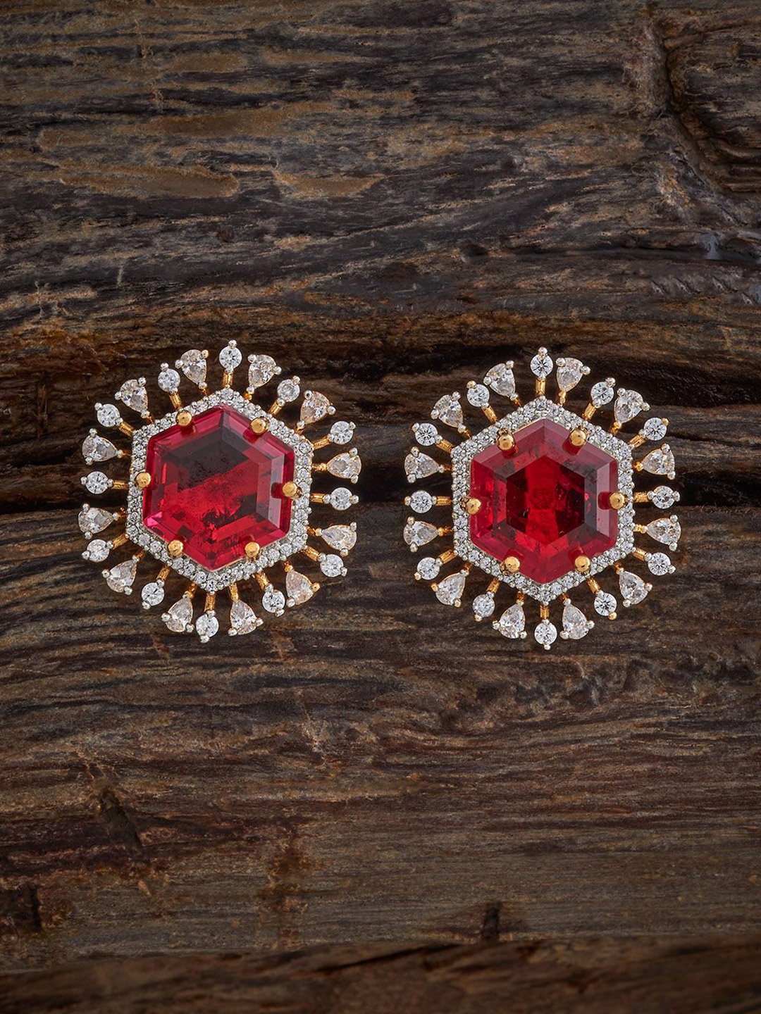 

Kushal's Fashion Jewellery Contemporary Studs Earrings, Red